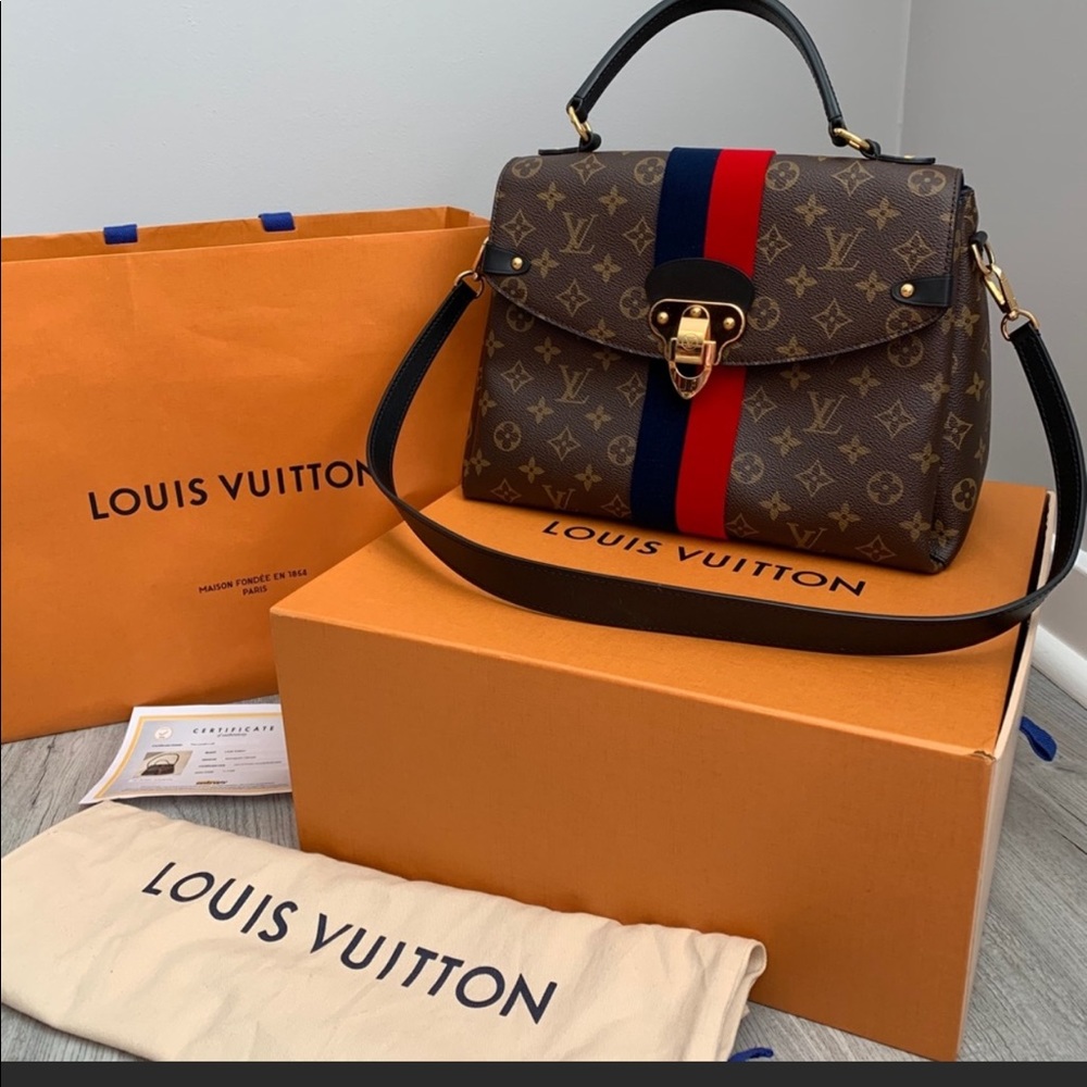 Louis Vuitton Monogram Tote with Red and Blue Stripe - Picture 2 of 16